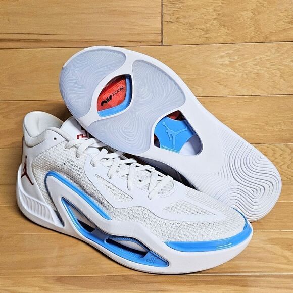 Jordan Tatum 1 White Red Blue Archer Ave St. Louis Basketball Shoes DX5573-100 - Picture 3 of 13